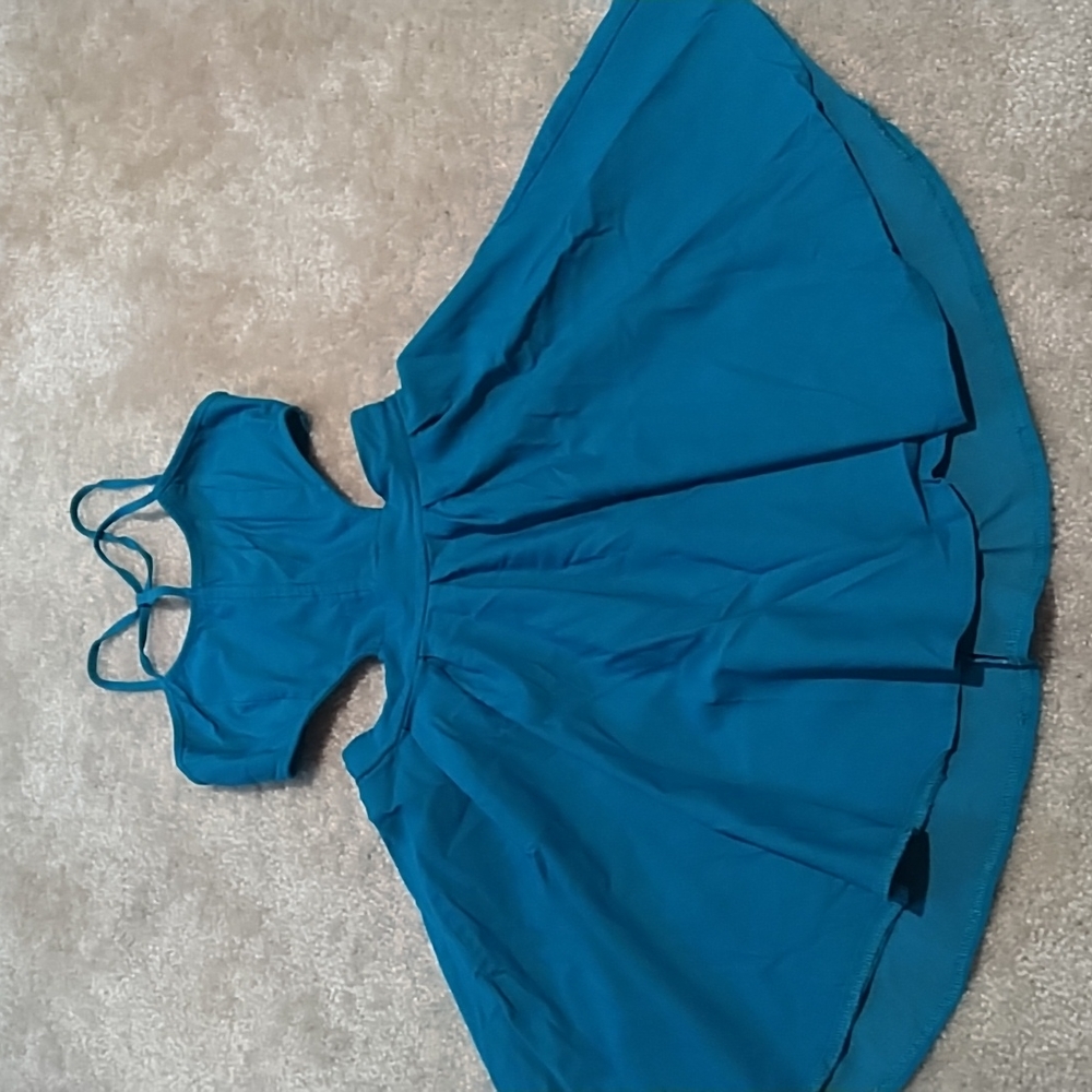 Charlotte Russe cut out A-line dress, teal, M